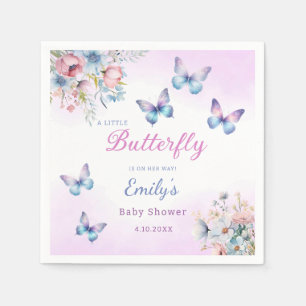 Modern A little Butterfly Floral girl baby shower  Napkin
