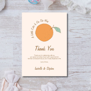 Modern A Little Cutie Orange Baby Shower Thank You Card