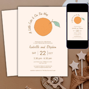 Modern A Little Cutie Tangerine  Baby Shower  Invitation