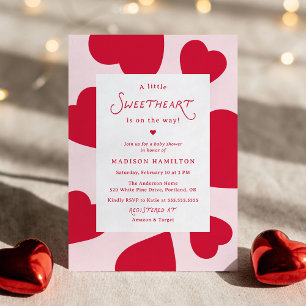 Modern A Little Sweetheart Valentine Baby Shower Invitation