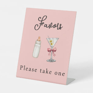 Modern A Tini One Pink Favors Martini Baby Shower Pedestal Sign