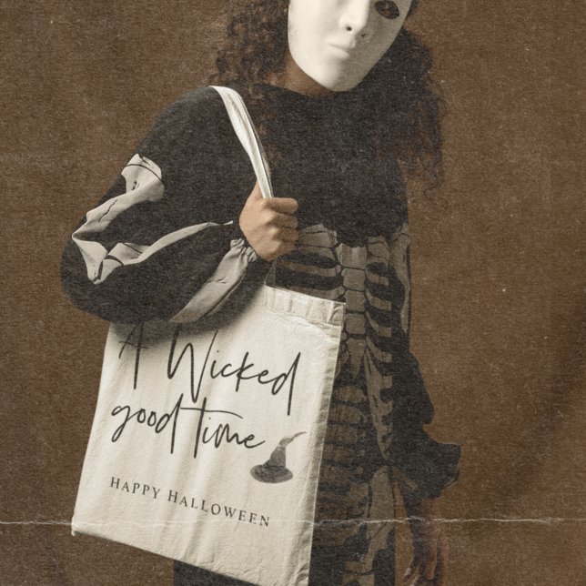 Modern A Wicked Good Time Quote | Happy Halloween Tote Bag (Creator Uploaded)