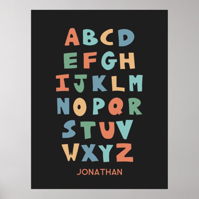 Modern ABC Alphabet Personalized Classroom Poster (Front)