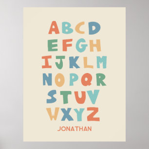 Modern ABC Alphabet Personalized Classroom Poster
