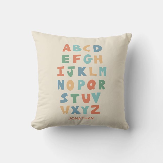 Modern ABC Alphabet Personalized cute kids decor Cushion (Front)