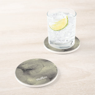 Modern Abrstract Black And Grey Personalised Coaster