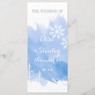 Modern abstrac watercolor blue wedding program