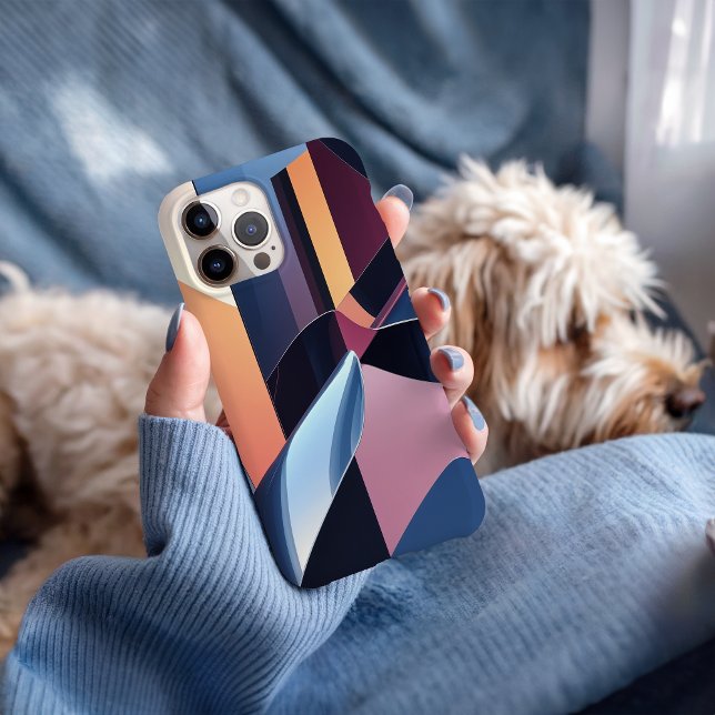 Modern Abstract 3D Metallic Blue and Peach Case-Mate iPhone Case (Creator Uploaded)