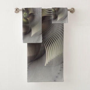 Modern Abstract 3D Shape Fractal Art Bath Towel Set