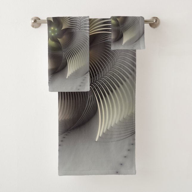 Modern Abstract 3D Shape Fractal Art Bath Towel Set (Insitu)