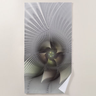 Modern Abstract 3D Shape Fractal Art Beach Towel