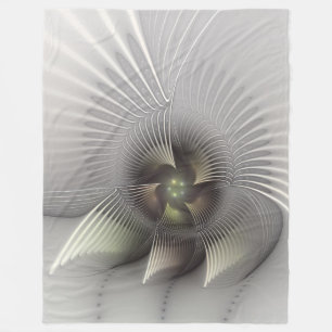 Modern Abstract 3D Shape Fractal Art Fleece Blanket