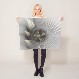 Modern Abstract 3D Shape Fractal Art Fleece Blanket