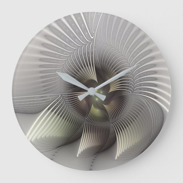 Modern Abstract 3D Shape Fractal Art Large Clock (Front)