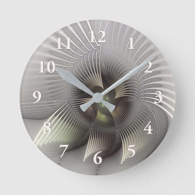 Modern Abstract 3D Shape Fractal Art Round Clock (Front)