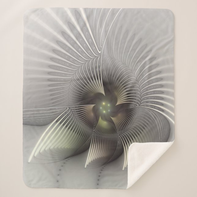 Modern Abstract 3D Shape Fractal Art Sherpa Blanket (Front)