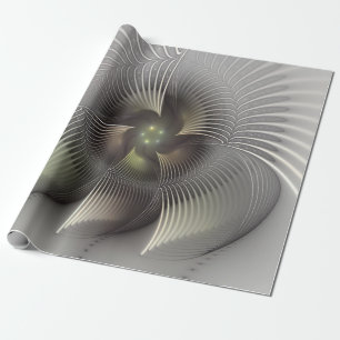 Modern Abstract 3D Shape Fractal Art Wrapping Paper
