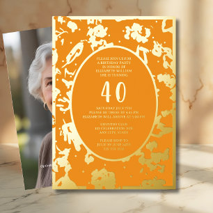 Modern Abstract 40th Birthday Template Tangerine 