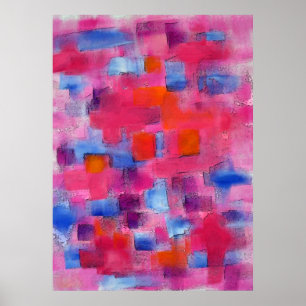 Modern Abstract Acrylic Painting in Pink Poster