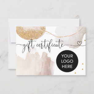Modern abstract Add Logo Certificate Gift Card