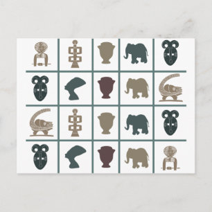 Modern abstract African ornaments and motifs Postcard