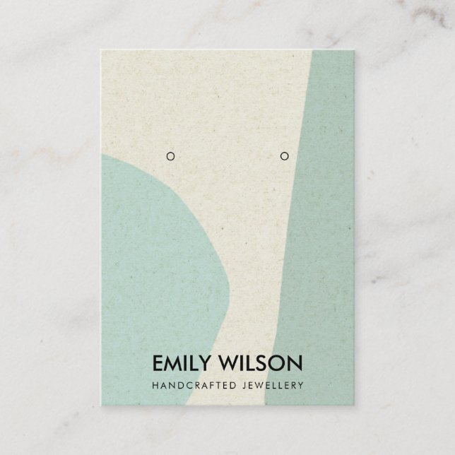 MODERN ABSTRACT AQUA BLUE ART EARRING DISPLAY BUSINESS CARD (Front)