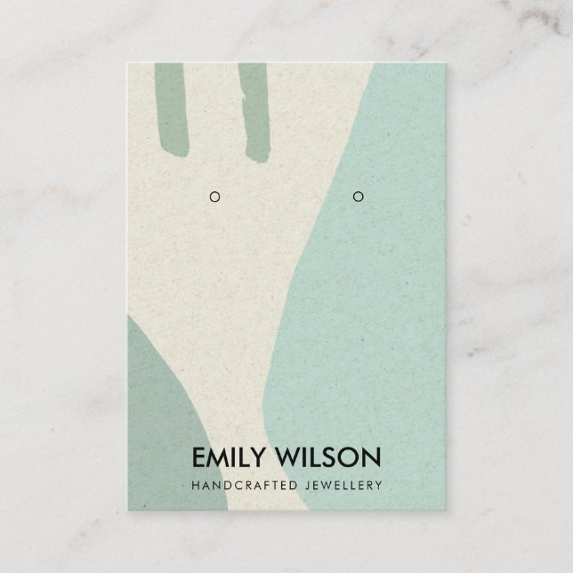 MODERN ABSTRACT AQUA BLUE ART EARRING DISPLAY BUSINESS CARD (Front)