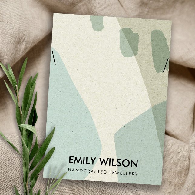 MODERN ABSTRACT AQUA BLUE ART NECKLACE DISPLAY BUSINESS CARD (Creator Uploaded)