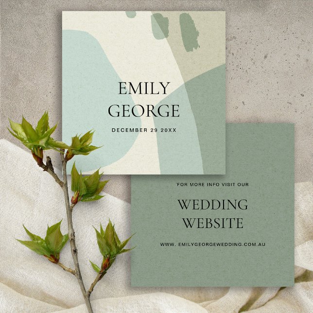 MODERN ABSTRACT AQUA BLUE ART WEDDING WEBSITE SQUARE BUSINESS CARD (Creator Uploaded)