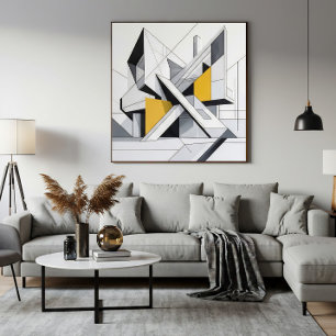 Modern Abstract Architectural Yellow Accents Poster