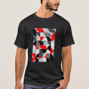 Modern Abstract Arcs Pattern Red Black Grey Tessel T-Shirt