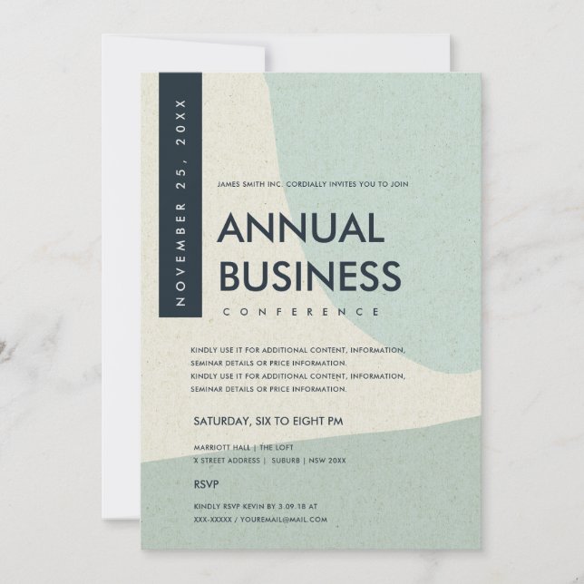 MODERN ABSTRACT ART AQUA BLUE CONFERENCE EVENT INVITATION (Front)