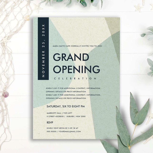 MODERN ABSTRACT ART AQUA BLUE GRAND OPENING EVENT INVITATION (Creator Uploaded)