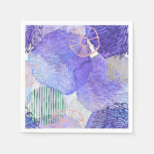 Modern abstract art blue and purple napkin