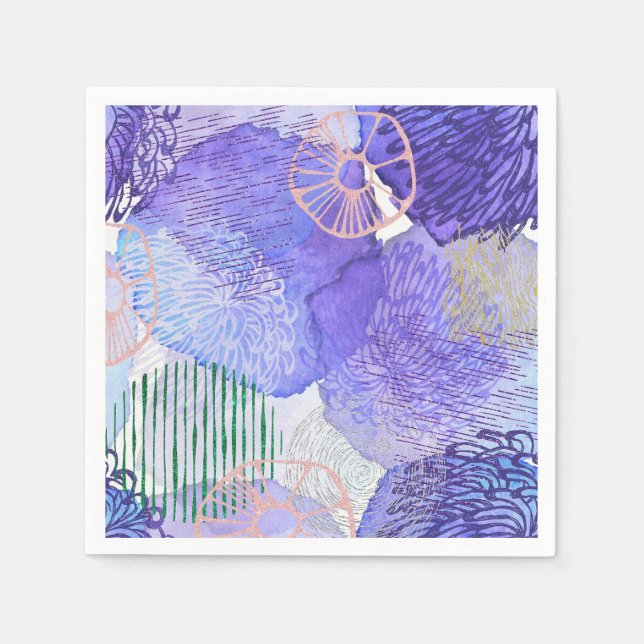 Modern abstract art blue and purple napkin (Front)