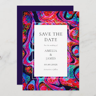 Modern Abstract Art Blue Flat  Save The Date