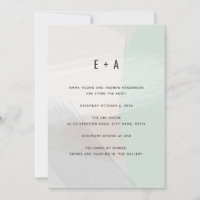 Modern Abstract Art Brushed Mint Green Wedding