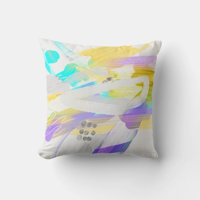 modern abstract art colourful artistic paint strok cushion (Front)