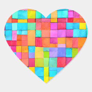 Modern Abstract Art Colourful Designer Heart Sticker
