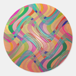Modern Abstract Art Colourful Stained Glass Look Classic Round Sticker