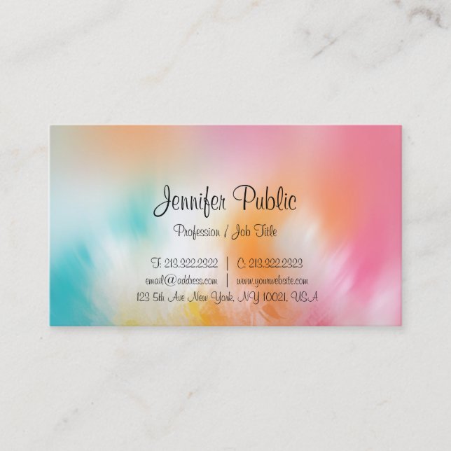 Modern Abstract Art Colourful Trendy Design Elegan Business Card (Front)