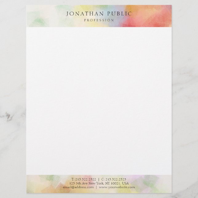 Modern Abstract Art Elegant Simple Template Custom Letterhead (Front)