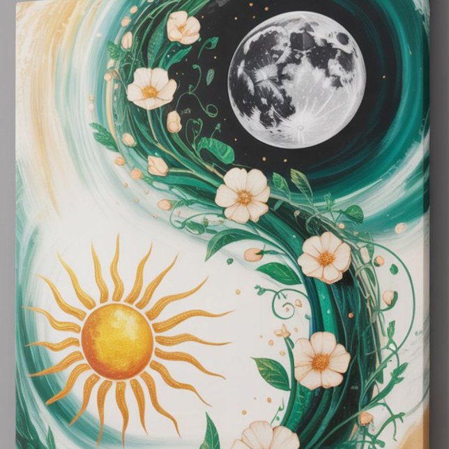 Modern Abstract Art: Gentle Pastels & Japandi Vibe Poster (Experience the captivating harmony of day and night with this abstract canvas wall art. )