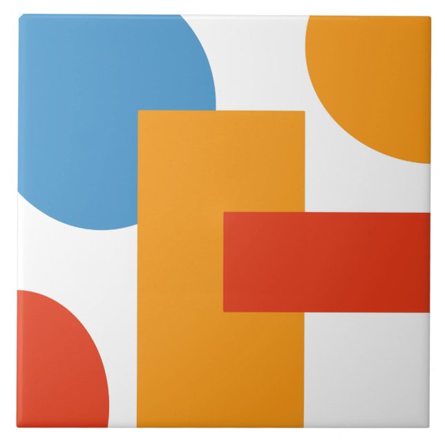 Modern Abstract Art Geometric Shapes Ceramic Tile (Front)