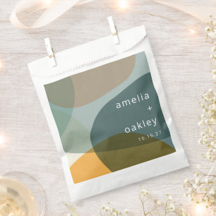 Modern Abstract Art Green Sage Teal Custom Wedding Favour Bag