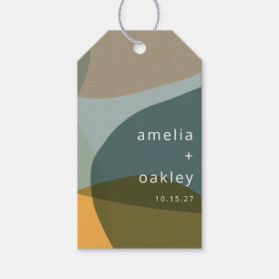 Modern Abstract Art Green Sage Teal Custom Wedding Gift Tags