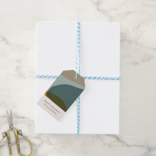 Modern Abstract Art Green Sage Teal Personalised Gift Tags