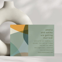 Modern Abstract Art Green Sage Teal Unique Wedding