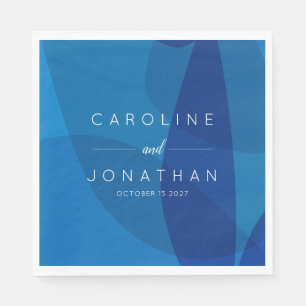 Modern Abstract Art in Blue Unique Custom Wedding Napkin