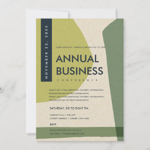 MODERN ABSTRACT ART LIME GREEN CONFERENCE EVENT INVITATION